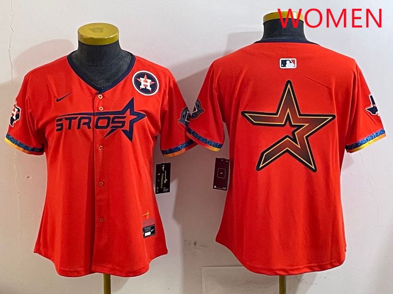 Women Houston Astros Blank Orange Fourth generation Joint Name 2025 Nike MLB Jersey style 8->women mlb jersey->Women Jersey